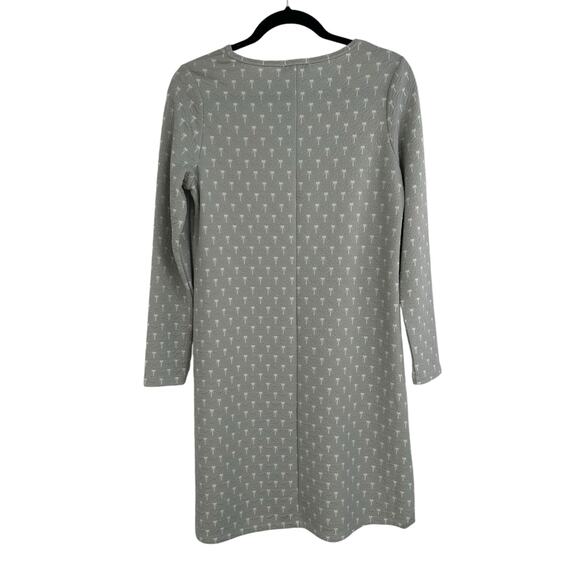 Tyler Boe Gray White Textured Long Sleeve Printed Knit Shift Dress Womens Small - Picture 6 of 6